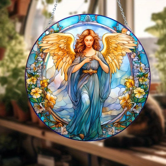 Hand-Painted Angel Acrylic Stained Window Hanging