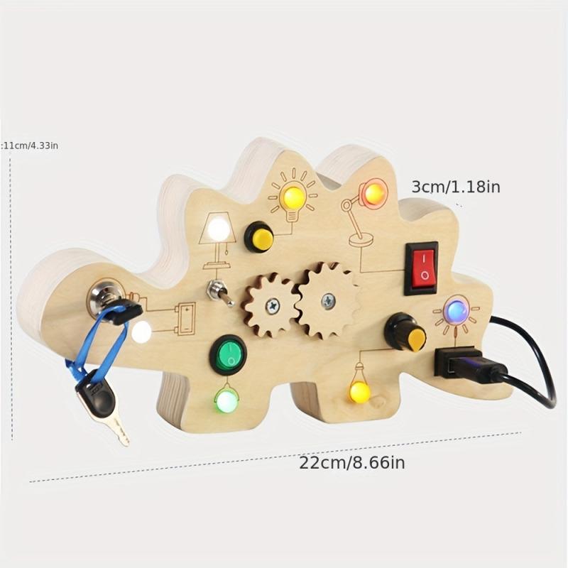 Wooden Dinosaur Busy Board - Montessori Sensory Toy