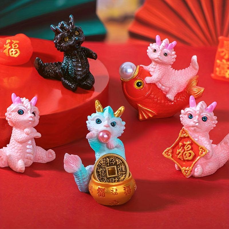 6pcs Dragon Decoration Doll Hand Micro Landscape Car Dollhouse Accessories