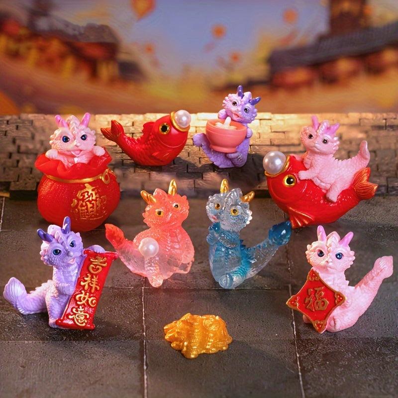 6pcs Dragon Decoration Doll Hand Micro Landscape Car Dollhouse Accessories