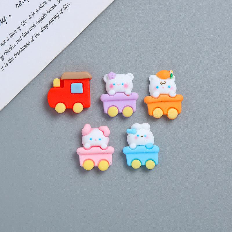 Cartoon Animal Train Cream Glue Phone Case DIY Material Package