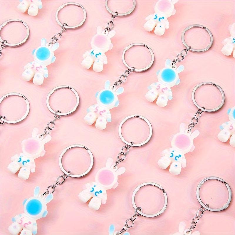 10pcs Cartoon Space Rabbit Keychain Astronaut Backpack Pendant Small Gift