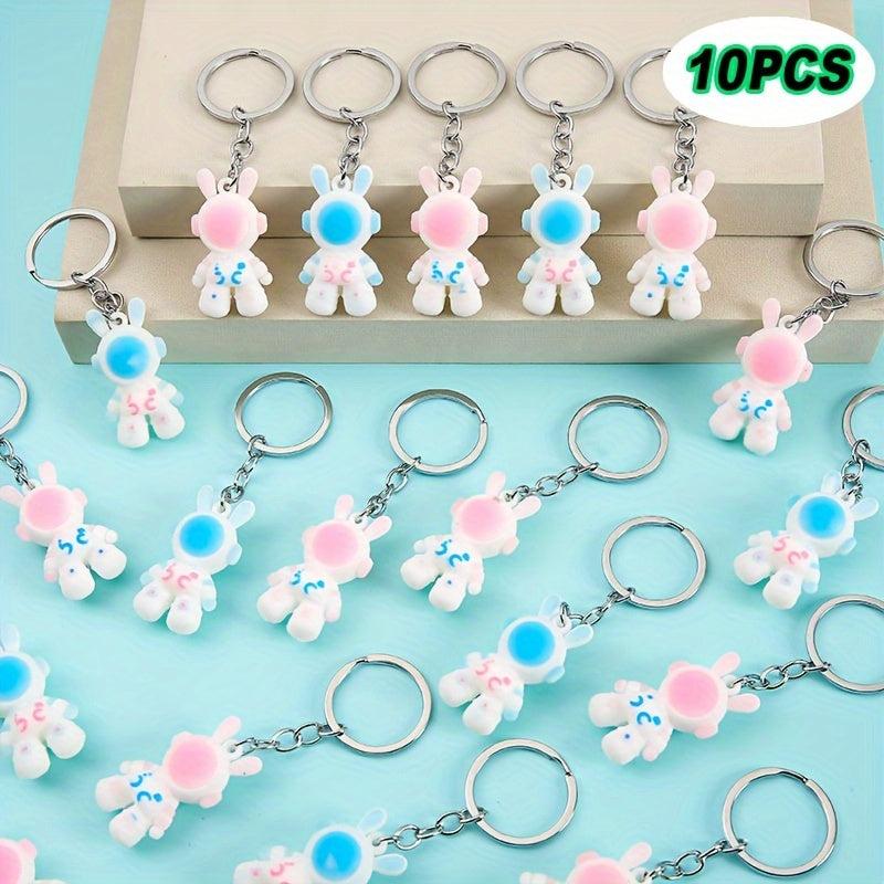 10pcs Cartoon Space Rabbit Keychain Astronaut Backpack Pendant Small Gift
