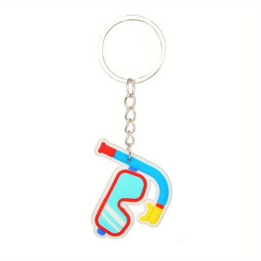 Summer Beach Cartoon PVC Keychain Drip Adhesive Car Gift Pendant
