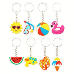 Summer Beach Cartoon PVC Keychain Drip Adhesive Car Gift Pendant