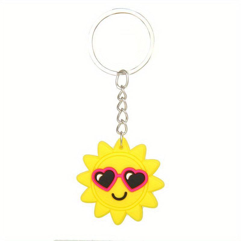 Summer Beach Cartoon PVC Keychain Drip Adhesive Car Gift Pendant