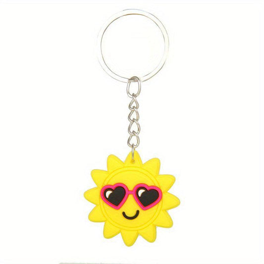Summer Beach Cartoon PVC Keychain Drip Adhesive Car Gift Pendant