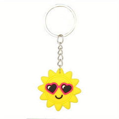 Summer Beach Cartoon PVC Keychain Drip Adhesive Car Gift Pendant