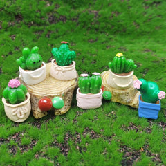6pcs Mini Potted Plants Flowers Cactus Bonsai Statue Figurines