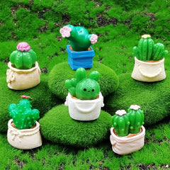 6pcs Mini Potted Plants Flowers Cactus Bonsai Statue Figurines