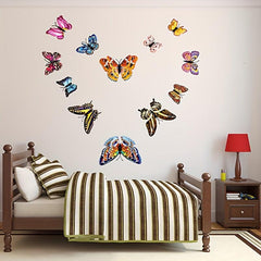 12pcs 3D Double Layer Butterfly Wall Stickers Luminous Creative Decor