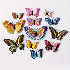 12pcs 3D Double Layer Butterfly Wall Stickers Luminous Creative Decor