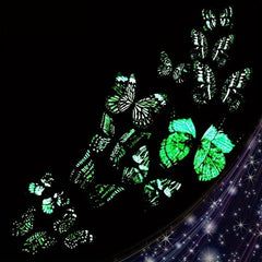 12pcs 3D Double Layer Butterfly Wall Stickers Luminous Creative Decor