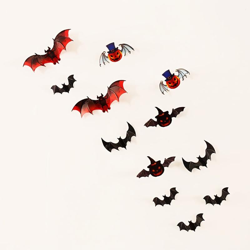 12pcs Halloween Decoration Pumpkin Bat Stickers