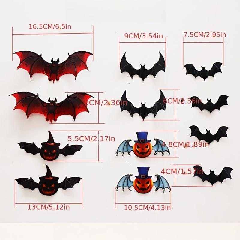 12pcs Halloween Decoration Pumpkin Bat Stickers