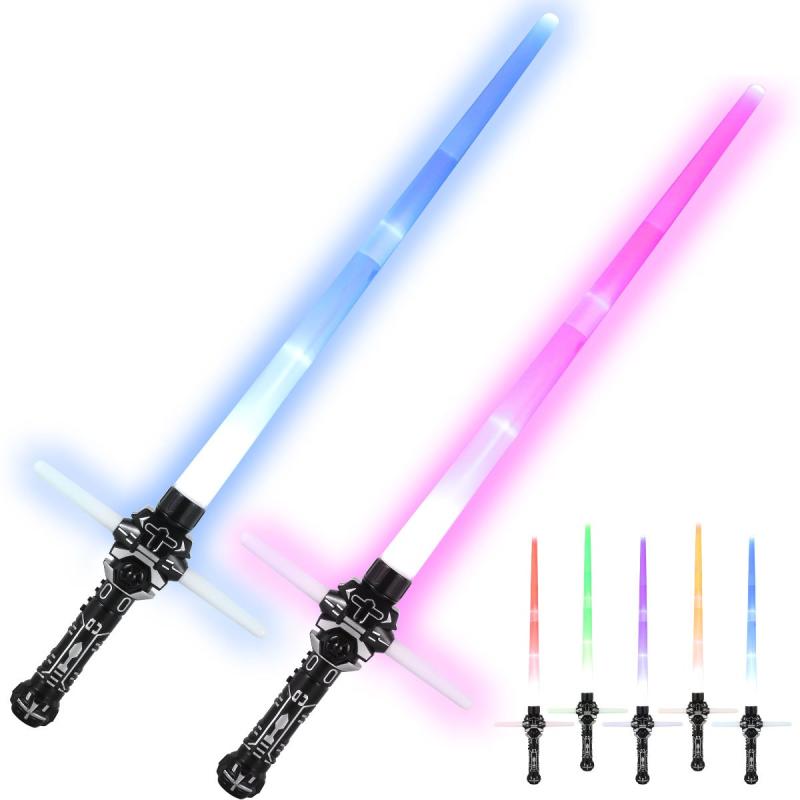2 Pcs Kids LED Light Sword 7 Colors Changeable Electronic Lights Sword