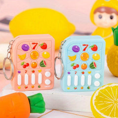 Mini Fruit Lottery Game Machine Keychain Puzzle Toy Educational Early Education
