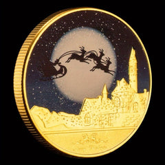 Christmas Decorations Santa Claus Wishing Coin Souvenirs