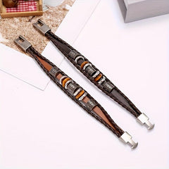 Unisex Beaded Leather Bracelet European American Hand Decoration