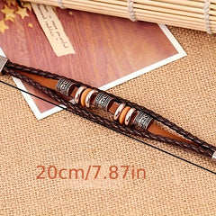 Unisex Beaded Leather Bracelet European American Hand Decoration