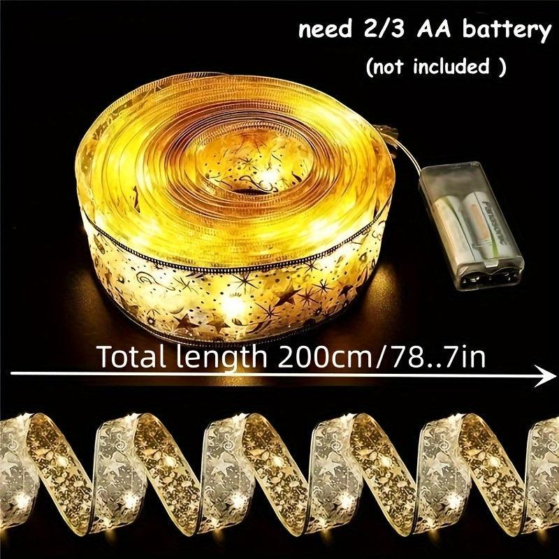 2M 20 LED Copper Wire Lights Ribbon Lights String Christmas Tree Props