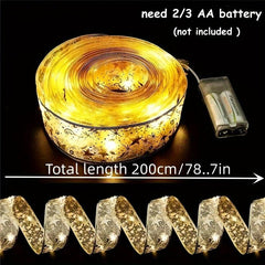 2M 20 LED Copper Wire Lights Ribbon Lights String Christmas Tree Props