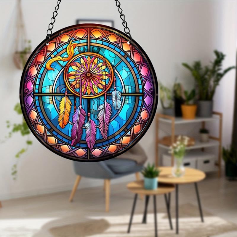 Double Side Wind Spinner Suncatcher Stained Acrylic Window Hangings