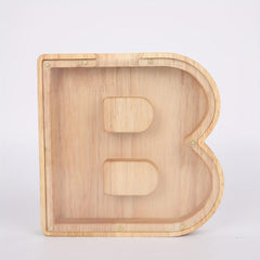 Wooden Alphabet Fun English Savings Jar Decoration Coin Storage