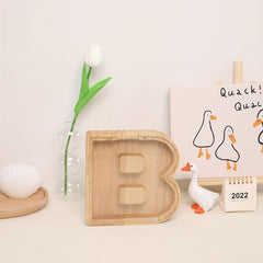 Wooden Alphabet Fun English Savings Jar Decoration Coin Storage
