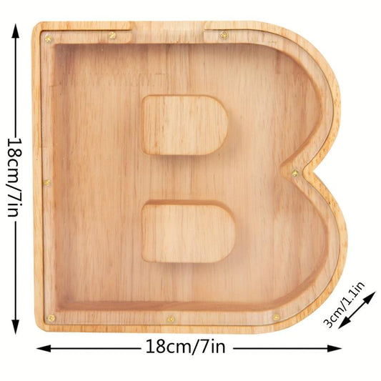 Wooden Alphabet Fun English Savings Jar Decoration Coin Storage