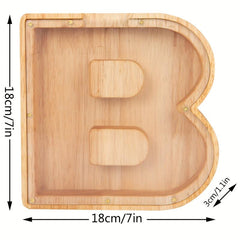 Wooden Alphabet Fun English Savings Jar Decoration Coin Storage