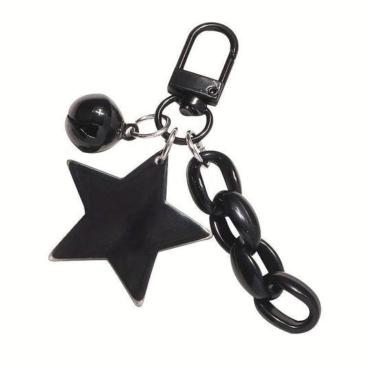 Glitter Star Acrylic Keychain Bell Pendant Keyring Girls Backpack Charm