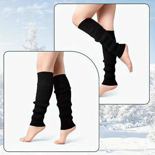 2 Pairs Women's Leg Warmers 80s Knitted Long Socks for Party Sports