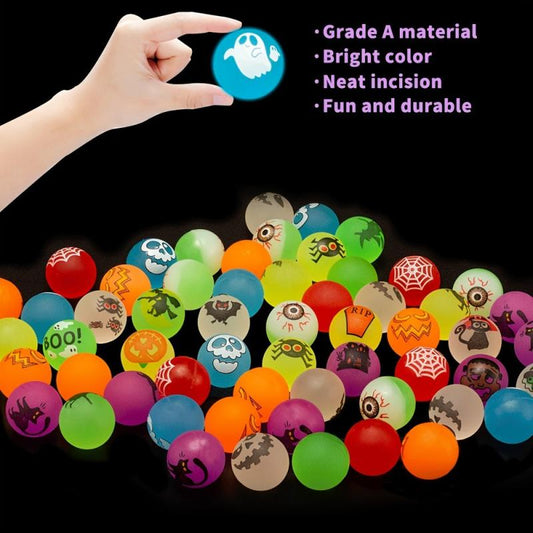 18pcs Halloween Glow In The Dark Bouncing Balls - Halloween Party Supplies
