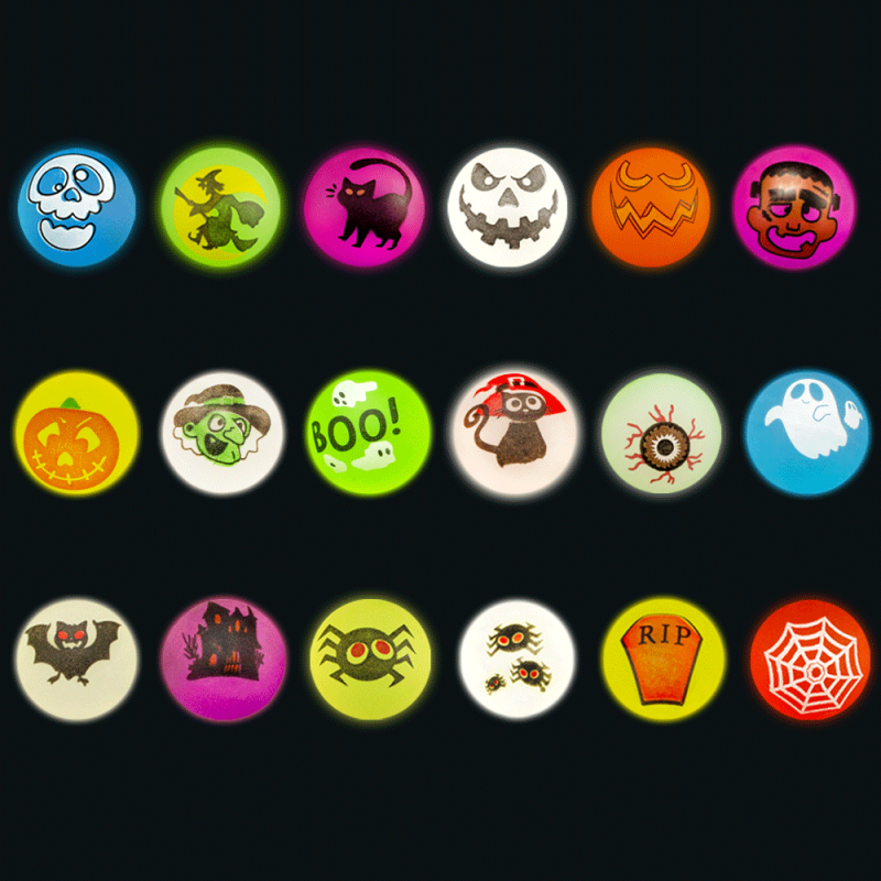 18pcs Halloween Glow In The Dark Bouncing Balls - Halloween Party Supplies