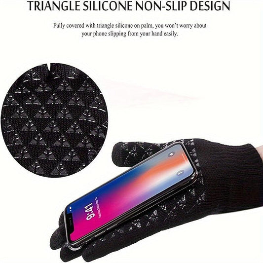 Winter Gloves Touch Screen Thermal Warm Knit Glove for Running Driving Hiking
