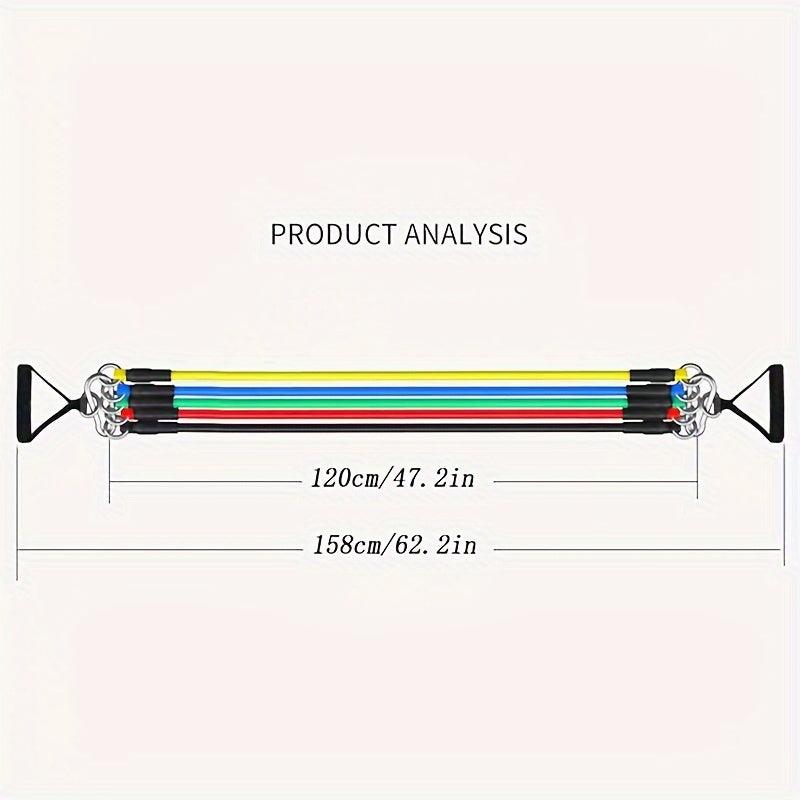 Adjustable 11-Piece Fitness Elastic Tube Set with 5 Bands and Handles