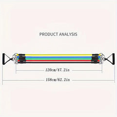 Adjustable 11-Piece Fitness Elastic Tube Set with 5 Bands and Handles