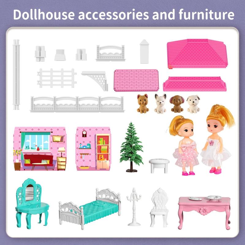 2-Story Dollhouse Dreamhouse For Girls w/ 2 Dolls & Accessories