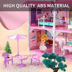 2-Story Dollhouse Dreamhouse For Girls w/ 2 Dolls & Accessories