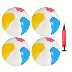 4pcs Inflatable Beach Balls with Pump for Pool Games Party Decorations