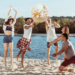 3 Pcs PVC Sequin Beach Ball Inflatable Transparent Toy