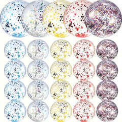 3 Pcs PVC Sequin Beach Ball Inflatable Transparent Toy