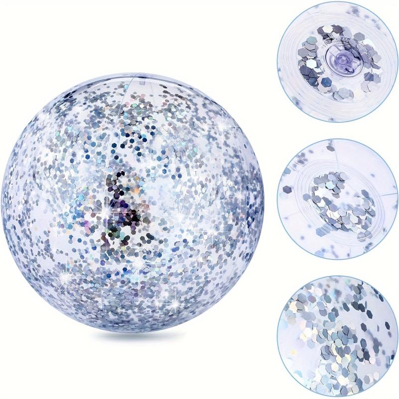 3 Pcs PVC Sequin Beach Ball Inflatable Transparent Toy