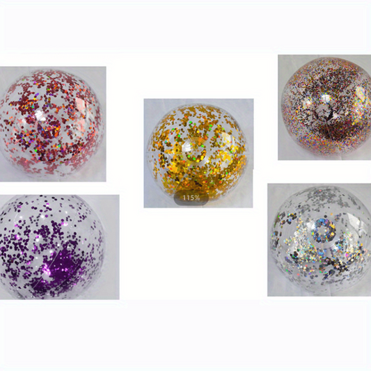 3 Pcs PVC Sequin Beach Ball Inflatable Transparent Toy