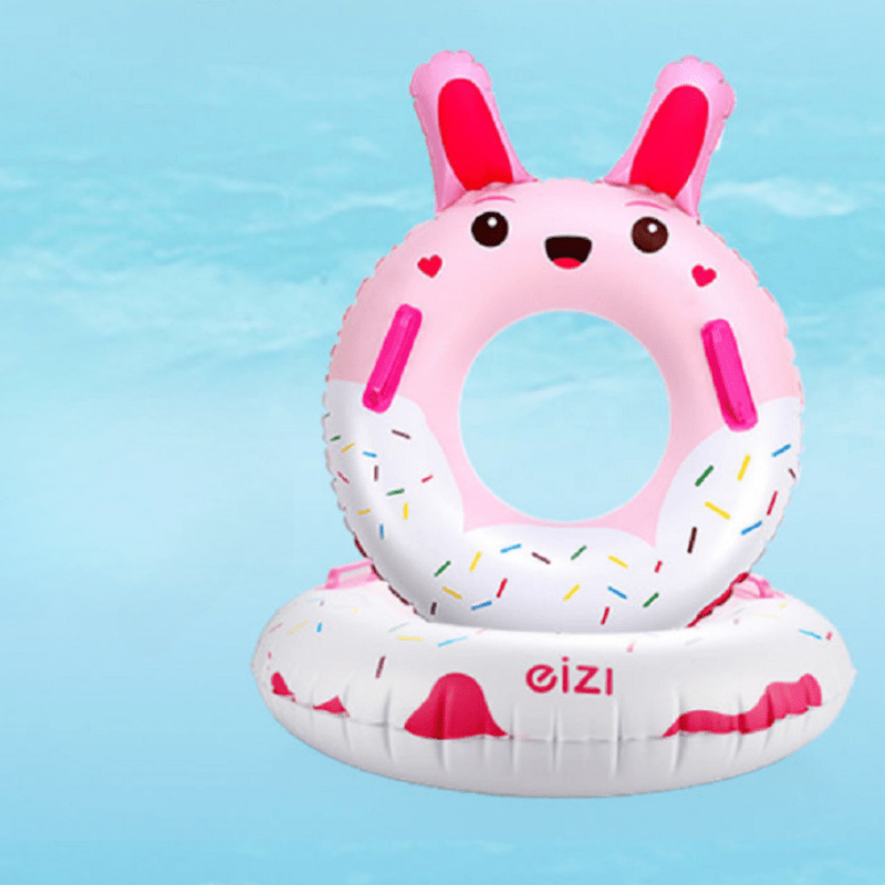 Children's Anti-rollover Swimming Ring, Pink Rabbit Design
