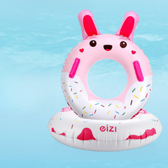 Children's Anti-rollover Swimming Ring, Pink Rabbit Design