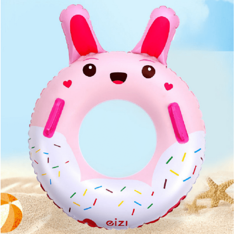Children's Anti-rollover Swimming Ring, Pink Rabbit Design