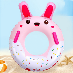 Children's Anti-rollover Swimming Ring, Pink Rabbit Design