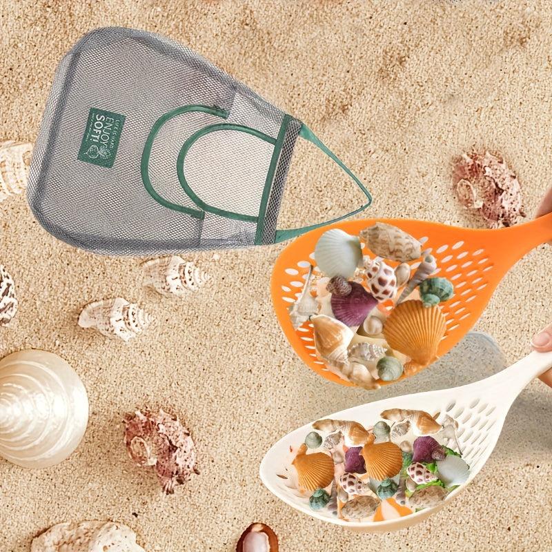 Beach Treasure Mesh Shovel & Bag Set - Shell Collecting Sand Sifting